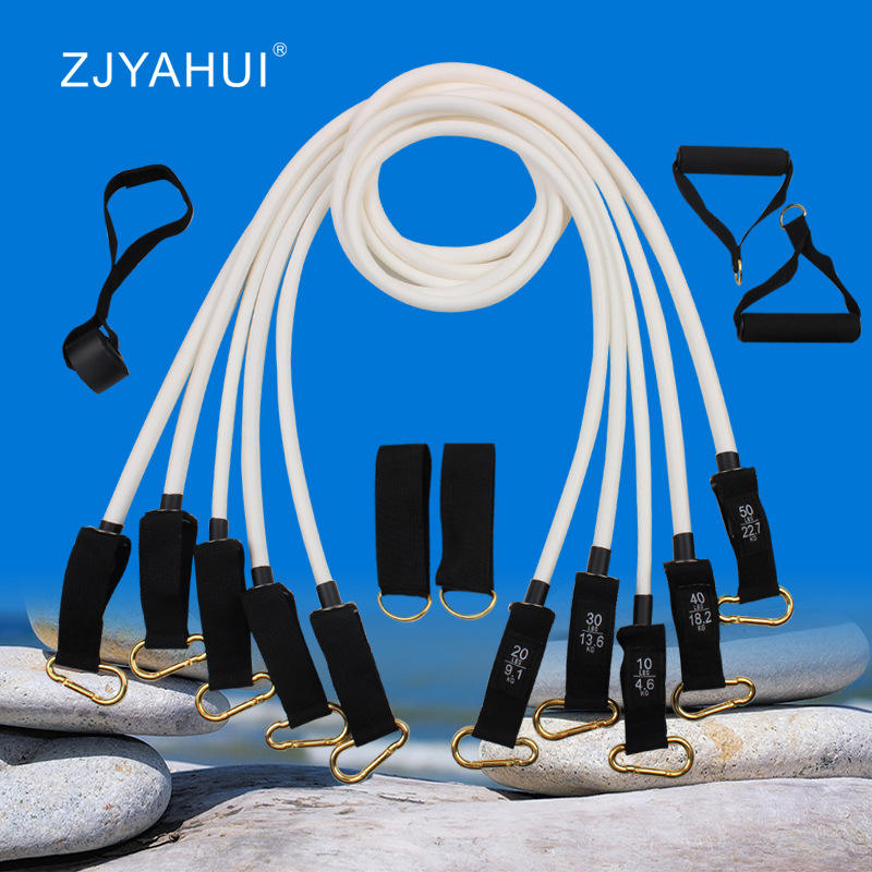 TPE带标11件套拉力器多功能拉力绳乳胶阻力带葫芦钩健身套装