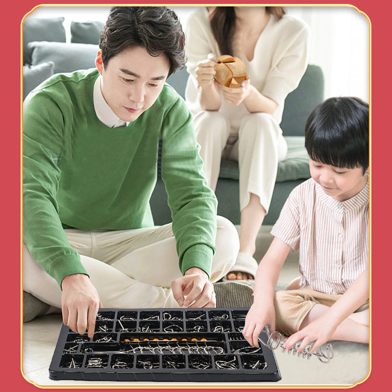 儿童40件套九连环智力扣 孔明锁鲁班锁解环套装 学生休闲减压玩具