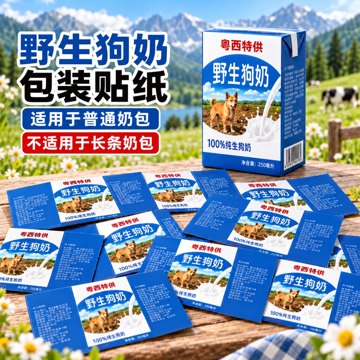 粤西特供野生狗奶贴纸可以喝的人能喝饮料保质期永久防水周边道具