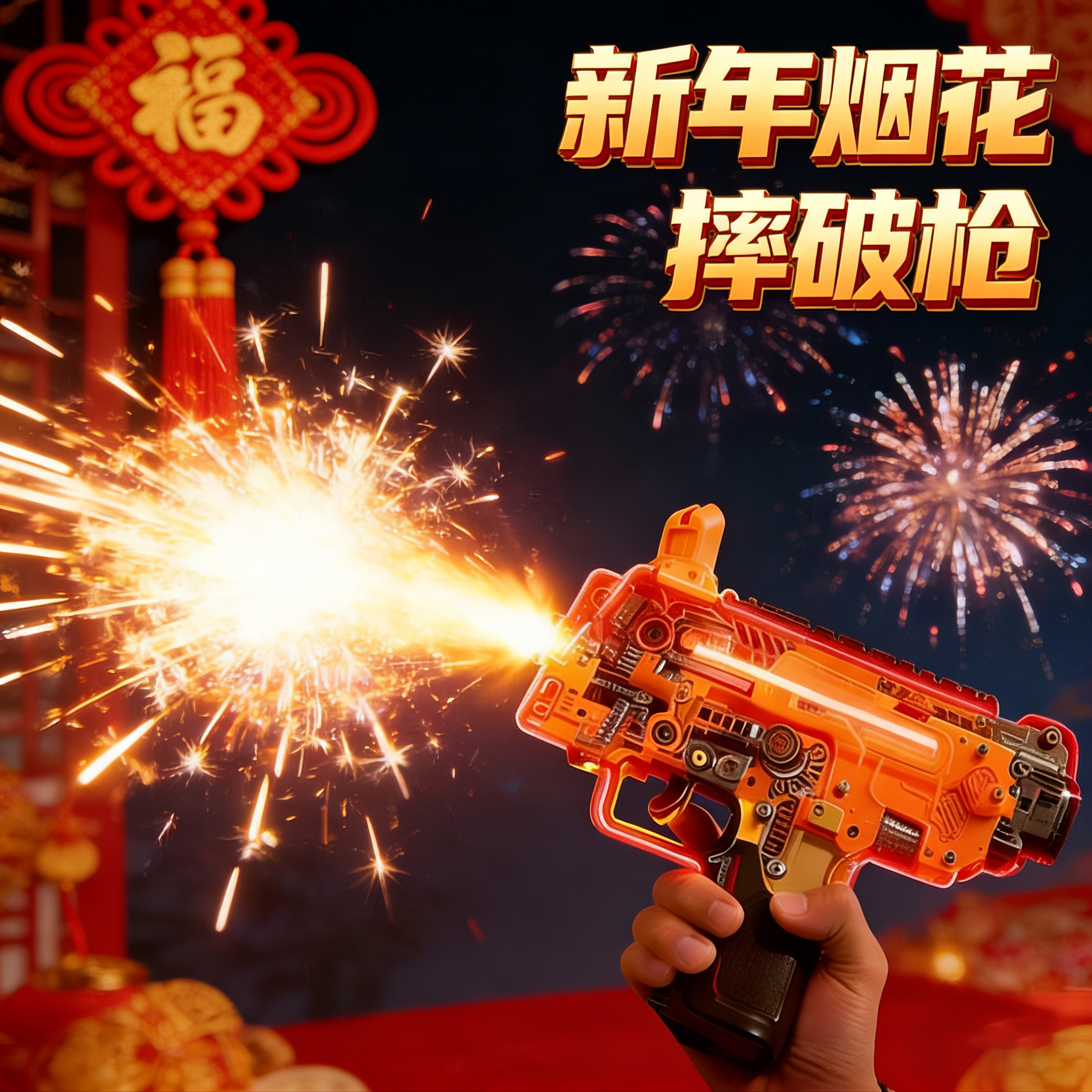 可以发射摔金属玩具炮过新年儿童手枪装弹mp7连送孩子春节礼物仗