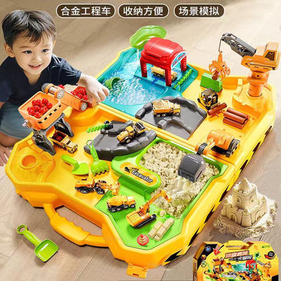 儿童合金工程车沙盘大冒险玩具