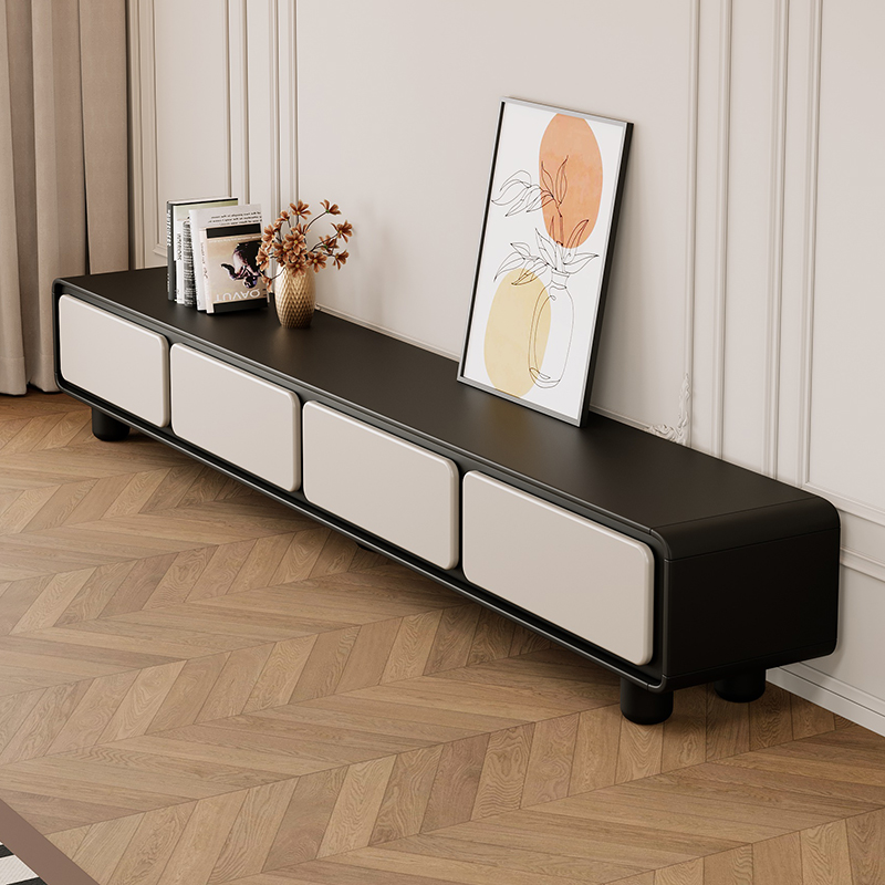 中古覆古黑轻奢电视柜简约现代客厅家用高级感茶几组合小户型落地