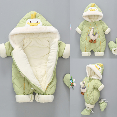 鸭子婴儿连体衣宝宝冬装衣服外出服冬新生儿棉衣秋冬加绒加厚冬季