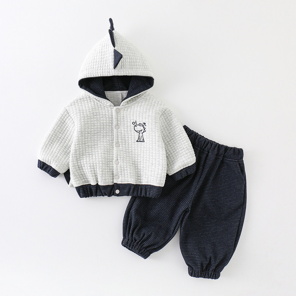 婴幼儿时尚套装宝宝秋冬衣服两件套可爱网红超萌婴儿秋季外出恐龙