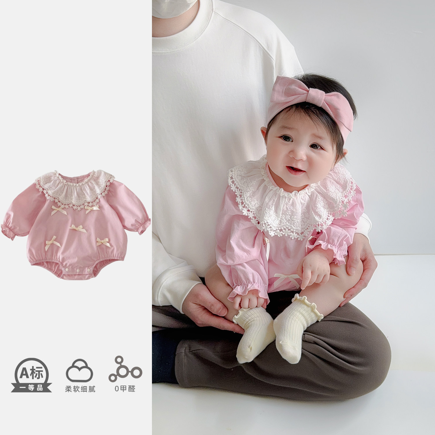 婴儿衣服秋装新款女宝宝包屁衣婴幼儿连体衣周岁礼服公主哈衣春秋