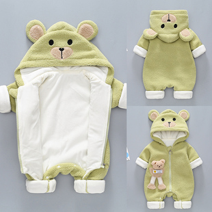 口袋熊春秋婴儿连体衣宝宝衣服新生儿初生春季外出服春装抱衣超萌