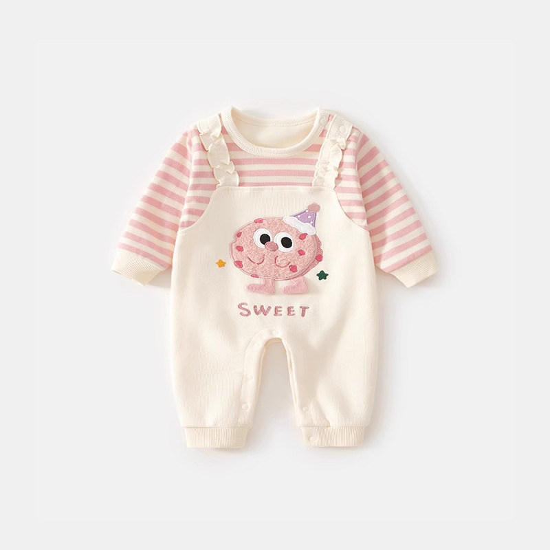 婴儿衣服秋装婴幼儿女宝宝连体衣秋季百天小月龄外出开秋爬服春秋