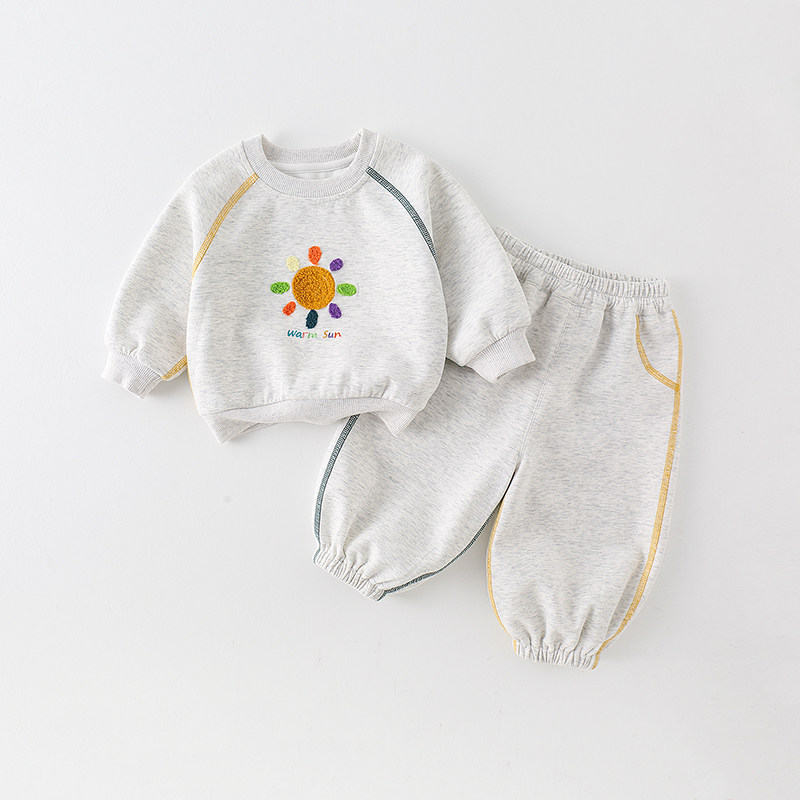 婴儿套装宝宝春秋衣服早秋分体婴幼儿分体两件套太阳花卫衣秋时尚
