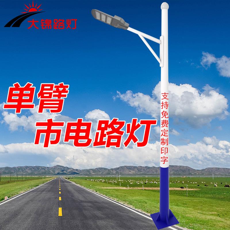 市电路灯LED节能市政道路灯6米8米热镀锌印字LOGO路灯杆生产厂家