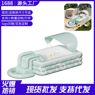 小孩子游泳池家用充气游泳池配件便携滑梯户外遮阳棚儿童玩具加厚