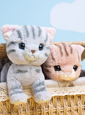 日本sunlemon仿真美短小猫咪玩偶毛绒玩具安抚娃娃公仔小猫礼物