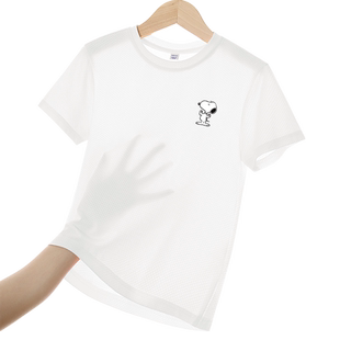 史努比童装男童速干短袖男孩半袖大童夏季冰丝凉感体恤儿童t恤薄