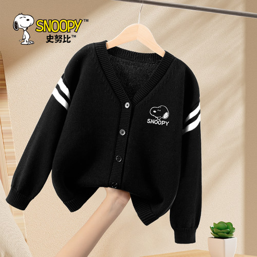 史努比男童针织开衫2025新款