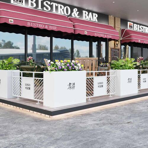 转角栅栏餐厅店铺户外网格围栏隔断护栏室外篱笆围墙花槽铁艺花箱
