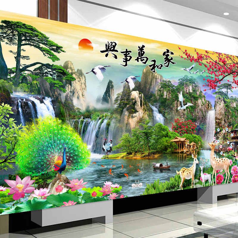 钻石画满钻新款家和万事兴客厅风景点贴钻十字绣5D粘砖石画2026年