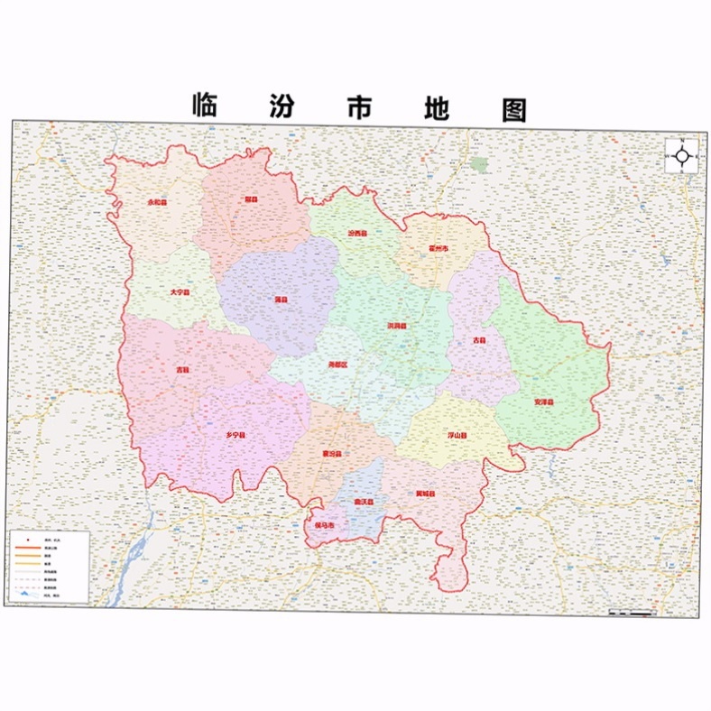2021新款临汾市地图贴图办公室挂图高清防水墙壁装e饰