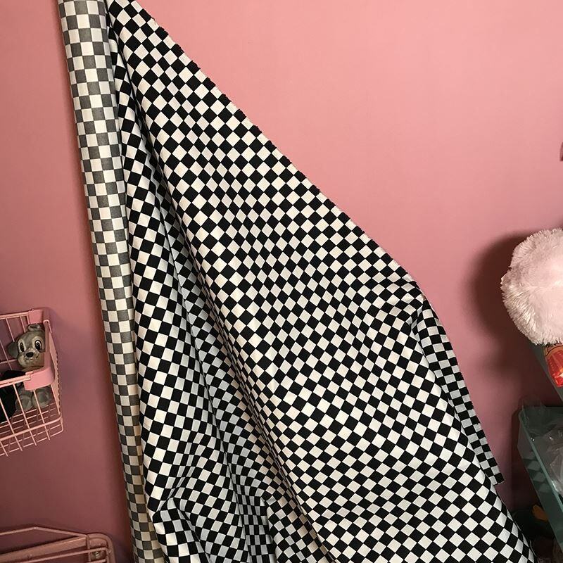 复古文艺 黑白棋盘格子拍照背景布 装饰用布  土酷蹦迪格子搭配