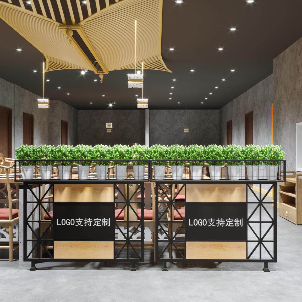 铁艺屏风餐厅隔断酒吧过道装饰庭院围栏饭店铁网半截花架隔断墙