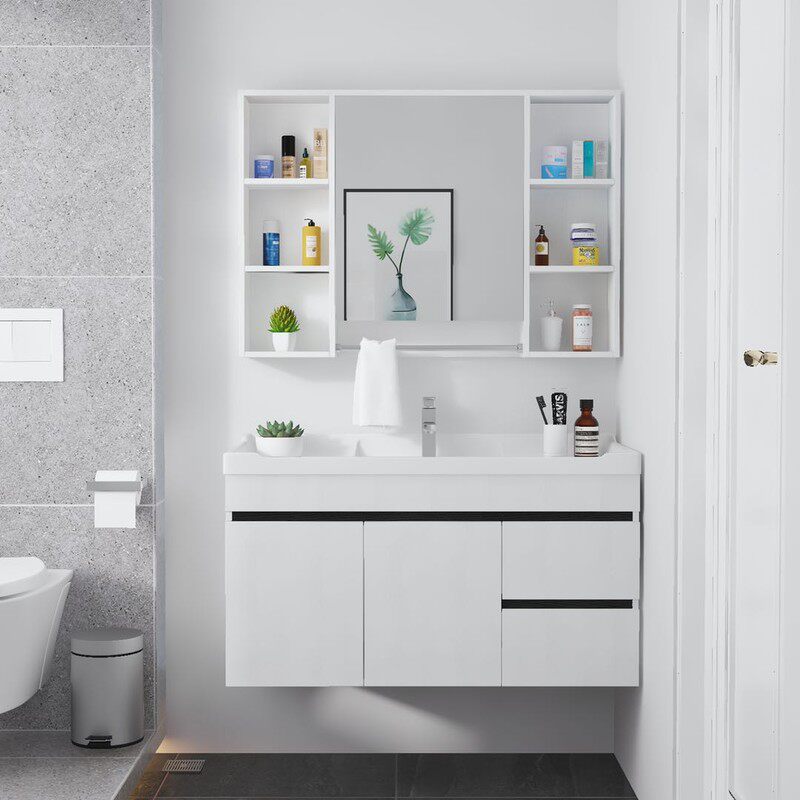 北欧组合免漆洗手盆卫生间洗漱台洗脸环保实木现代盆柜浴室柜简约