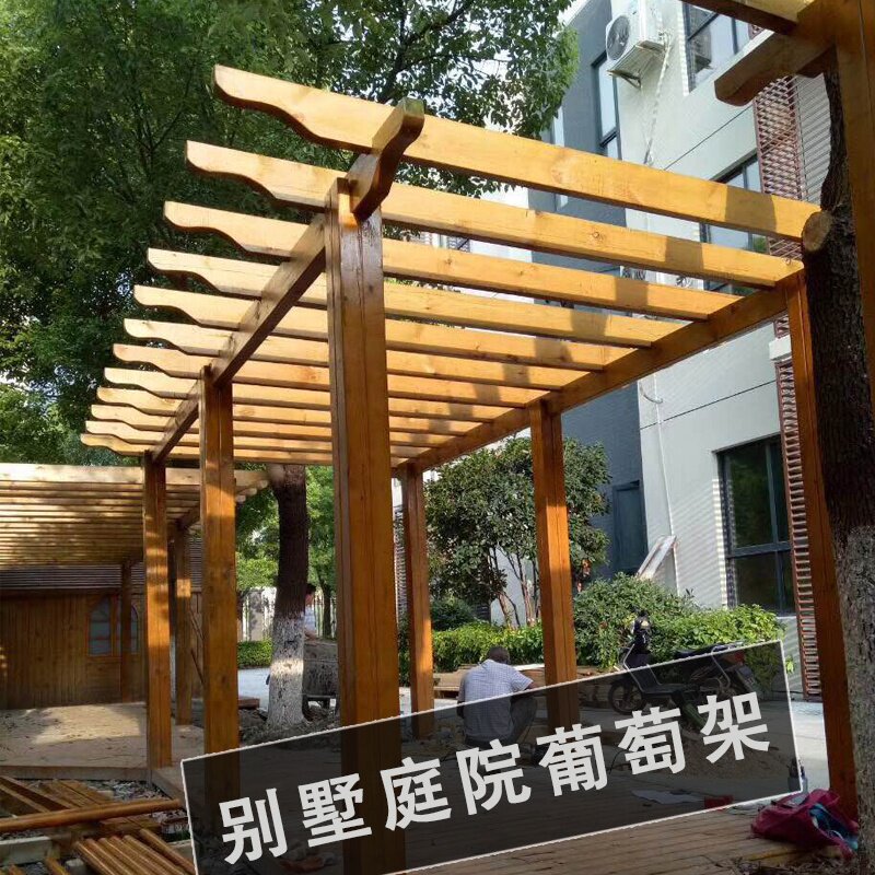 葡萄架庭院防腐木户外靠墙单边花架碳化木葡萄架廊架雨棚立柱方.