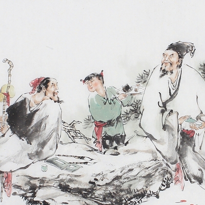 国画山水古代人物d画名家手绘花鸟风景水墨画小六尺办公室装饰挂