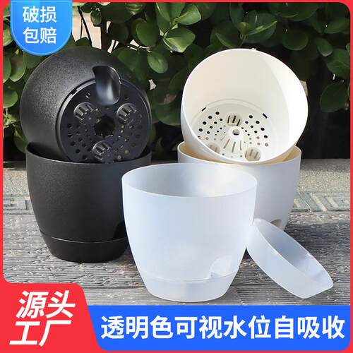 自动吸水懒人盆 透明塑料花盆绿萝盆盆栽盆简约储水多肉花盆