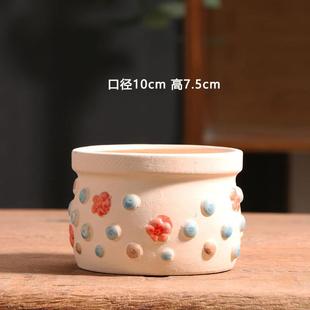 家用阳台陶土粗陶小号专用陶盆清仓 手绘素烧多肉花盆陶瓷特价