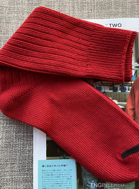 Stochastic红色粗线袜圣诞红新年长绒棉本命年堆堆袜喜庆结婚红袜