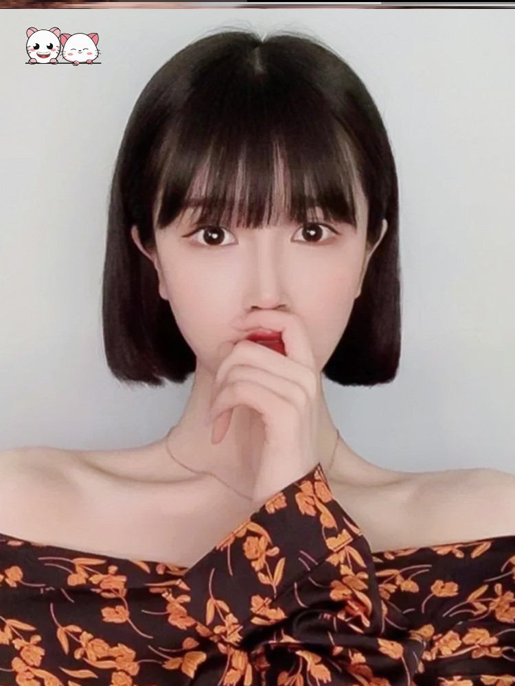2021新款潮一刀切假发短齐耳直发自然学生e头妹妹头