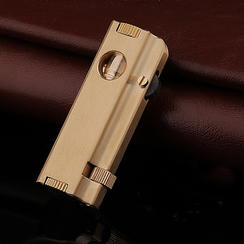 国产黄铜煤油打火机复古老式手工重型战壕点烟斗古董送父亲节礼物