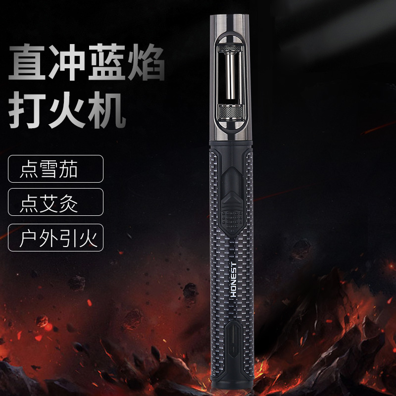 喷火充气防风打火机点火器户外创意个性直冲艾炙雪茄高温喷火焊枪