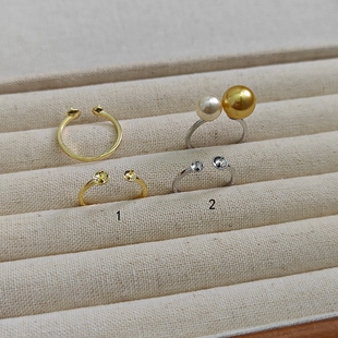 铜镀14K金白金色双头半孔羊眼针开口戒指戒托空托指环DIY饰品配件