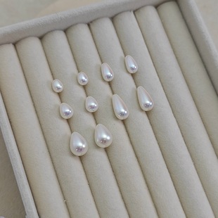 仿珍珠日本AKOYA天女粉玻璃水滴半孔散珠发饰吊坠流苏DIY配件814