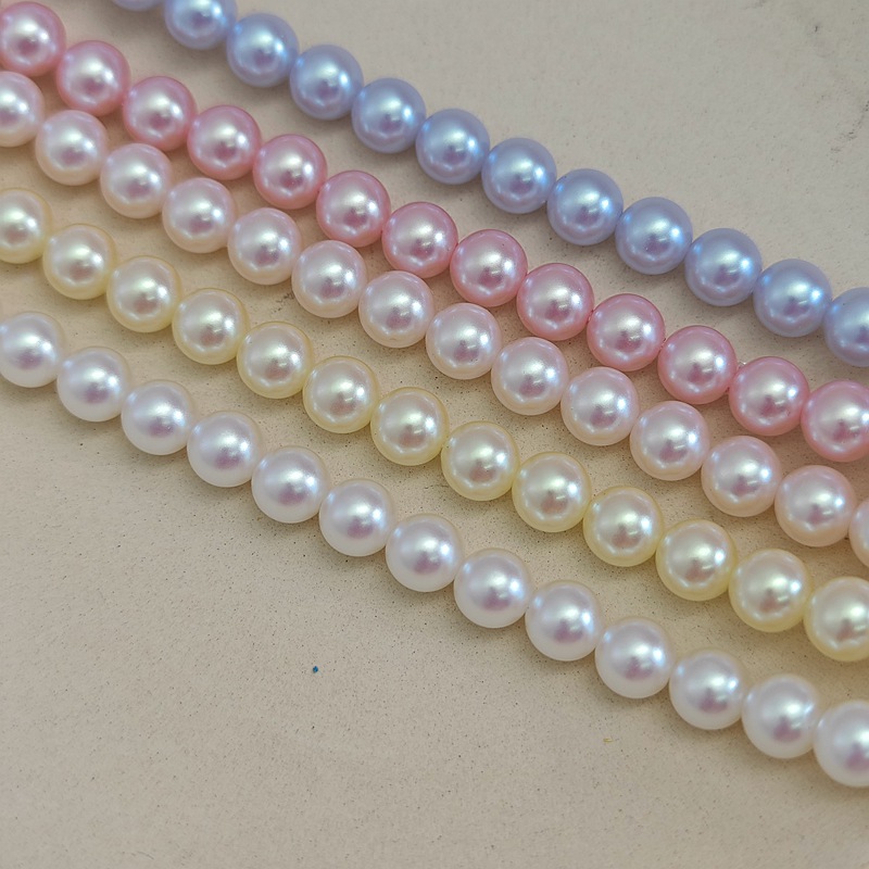 仿珍珠树脂梦幻人鱼姬白色奶油金粉色玫瑰粉蓝紫直孔珍珠DIY配件