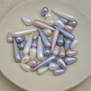 珠光马卡龙白色黄色香槟薰衣草紫色灰色半孔水滴韩国树脂DIY散珠