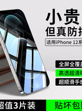 适用苹果12ProMax钢化膜iPhone防窥mini手机pm全屏覆盖高清防摔防爆全包边ipone抗蓝光max保护膜刚化玻璃贴膜