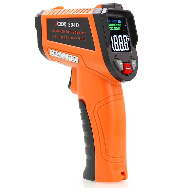 。胜利VC304D E F红外线测温仪测温枪手持式工业用高精度电子油温