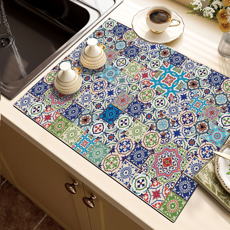 厨房台面沥水垫软硅藻泥吸水垫碗盘吧台垫洗手台餐桌餐盘隔热垫子