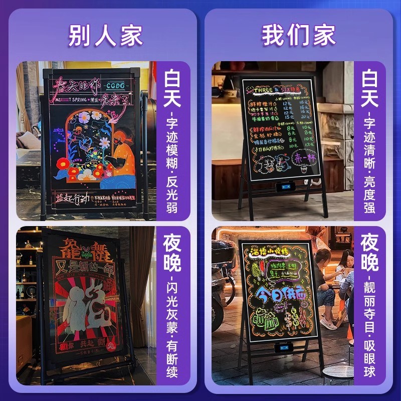 网红电子led荧光板广告板 充电插电立挂式宣传手写字板地摊灯牌发
