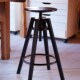 美式 铁艺升降椅吧台椅实复古酒吧高脚椅酒吧椅铁艺实木转椅吧凳