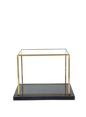 简约轻奢金属玻璃防尘罩子摆件展示框样板房玄关黑色大理石装饰品