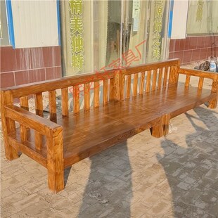 北方老榆木全实木直排长条转角L型沙发榫卯大料贵妃榻简约客家具