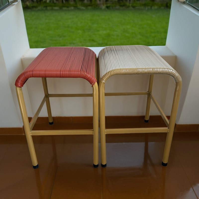 缝纫机平车透气久坐不痛手工编织铁管凳子服装厂椅子