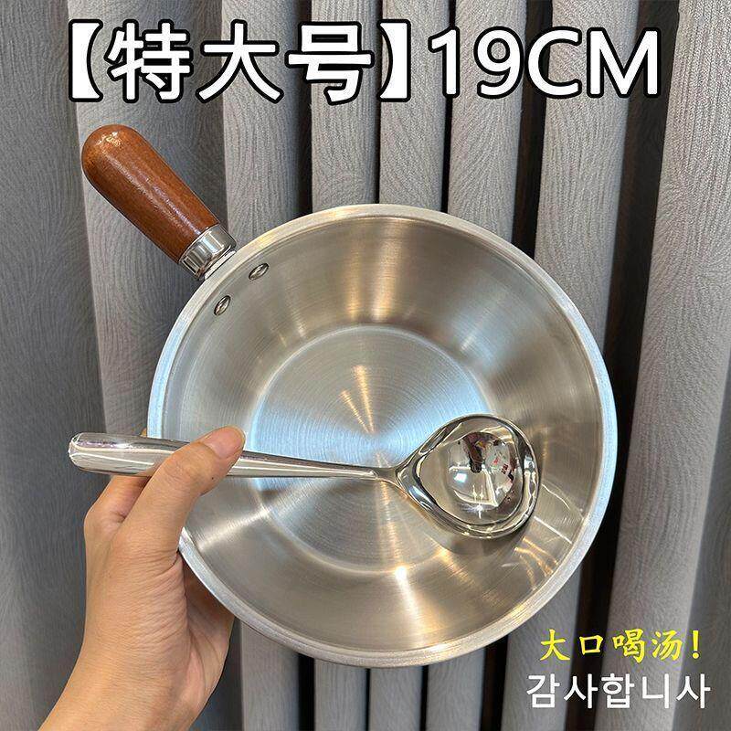韩式特厚不锈钢大容量泡面碗欧美大食堂碗实木手柄