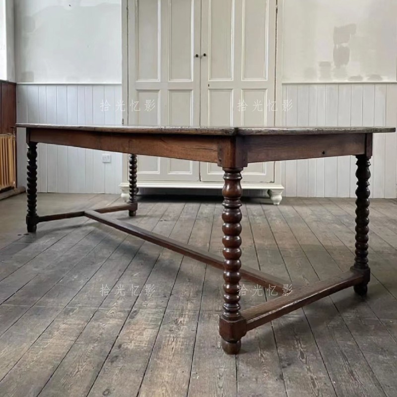 中古餐桌新中式餐桌椅橡木餐台茶台茶桌中国风小户型家用吃饭桌子