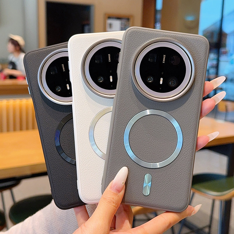 适用华为mate80pro手机壳金甲素皮纹mate70pro金属按键mate60pro+高级感mate80promax全包磁吸充电防摔保护套