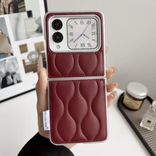 适用华为novaflip手机壳电镀皮纹羽绒服全包新款折叠屏商务男女奢华高档novaflips防摔秋冬时尚高级感保护壳