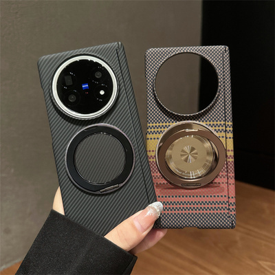 适用vivoxfold5手机壳新款碳纤维步步高Xfold5旋转360磁吸支架折叠屏全包中轴X Fold5保护套男女外壳防摔高级