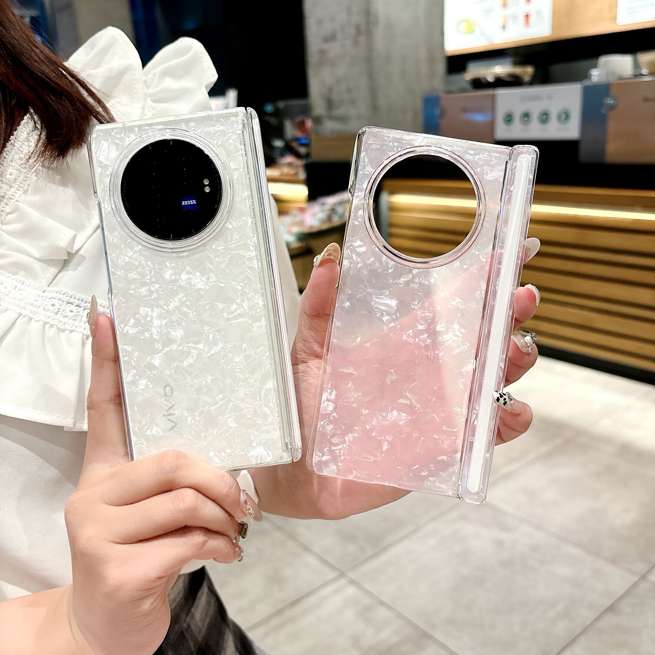 适用vivo XFold5手机壳中轴磁吸保护铰链新款折叠屏XFold5保护套透明贝壳纹彩色超薄防摔简约高级感时尚外壳