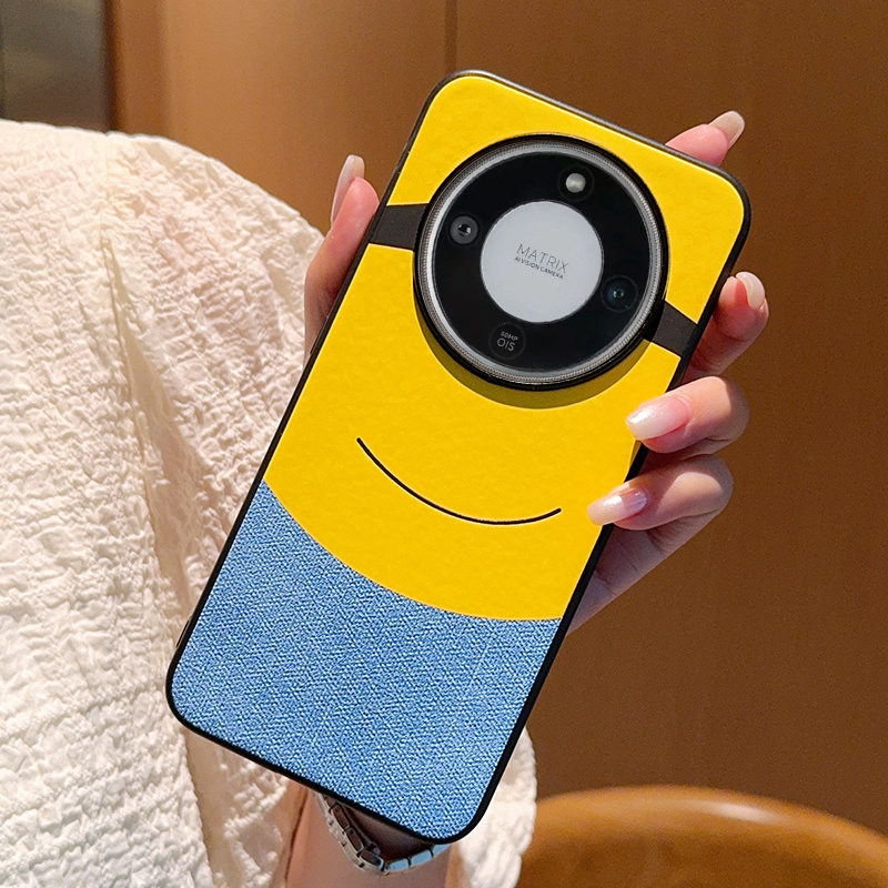 适用华为荣耀x70手机壳皮纹新款荣耀X60pro全包防摔保护套honorX70创意卡通大眼睛小黄人ryx60可爱搞怪潮流女